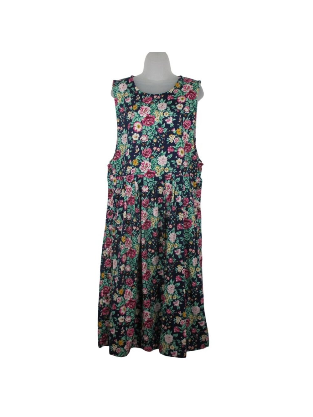 Vintage Pierre Cardin Pinnacle Pleated Button Side Floral Dress XL Cottagecore